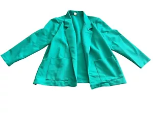 Vintage 80er Jahre Damen Offener Blazer Jacke Langarm Grün Damen Gr. 44 - Bild 1 von 9
