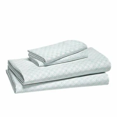 Sky Martina Geometric 100% Pima Cotton 3-Pc. Sheet Set - TWIN - Mint / White  - Image 1 of 2