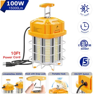 100 Watt LED Temporary Work Light High Bay Constructions Jobsite Linkable Lights - Picture 1 of 11
