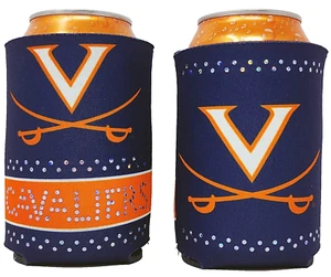 UVA Cavaliers Can Koozie Cooler V-Sabre Logo con Bling NUOVO - Foto 1 di 8