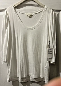 NEW White NORDSTROM TREASURE & BOND Basic 3/4 Sleeve Scoop Neck Tee Shirt M NWT - Picture 1 of 1
