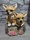 10' Welcome Go Away Chihuahua Dog Figurine Garden Statue Sculpture