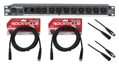 American DJ D4 Branch RM Rack Mount 4-Way DMX Distributor w/XLR IO Jack+4 Cables - Image 1 of 4