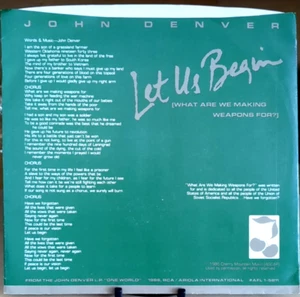 John Denver: Let Us Begin 1986 Cherry Mountain (CMM01) 7" Vinyl * Tested * - Picture 1 of 4