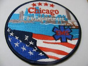 ILLINOIS IL - Chicago EMS EMT Fire Rescue Dept Patch Prasowanie 4" Rzadka