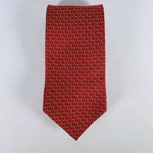 Firenze Red Gold Horsebit Pattern 100% Silk Mens Tie Necktie Made in Italy - Picture 1 of 8