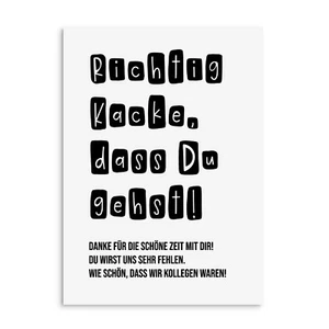 Postkarte Kollegen KACKE, dass Du gehst Geschenk Kollegen Abschied  Kollege - Picture 1 of 4