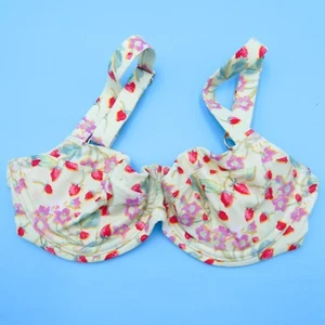 Victorias Secret 32D Yellow Floral Strawberry Underwired Wide Strap Bikini Top - Picture 1 of 6