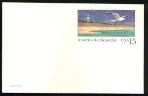 US. UX132. 15c. Seashore, America the Beautiful. Postal Card. MNH. 1989 - Picture 1 of 1