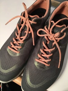 Ecco Gray Pink Lace Up Sneaker Tennis Shoe Size 9 - Picture 1 of 9