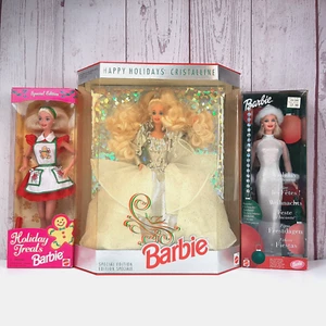 Mattel Barbie Christmas Lot of 3 Cristalline Holiday Treats & Excitement NRFB - Bild 1 von 18