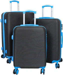 Trolley Rollkoffer ABS Hartschale Santorin schwarz-blau Gr. M,L, XL oder Set - Bild 1 von 13