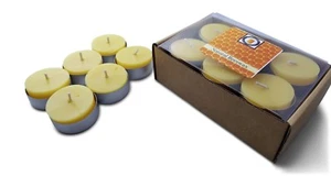 24 Natural Honey Scented Beeswax Tea Light Candles, Cotton Wick, Aluminum Cup - Picture 1 of 3