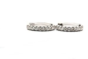 14k massiv Gold & echte Diamanten Huggy Creolen 0,41ct.  Ohrringe natürliche Diamanten - Bild 1 von 8