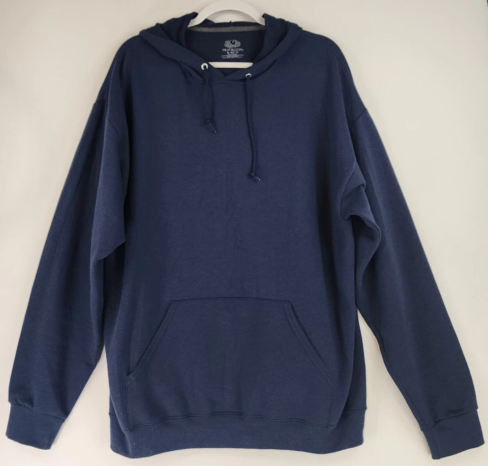 Fruit Of The Loom Hoodie Mens XL Blue Pockets Classic Casual Preppy Sweatshirt - Image 1 of 4