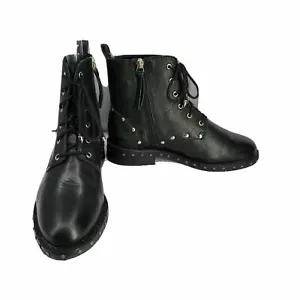 Botas de combate Rebecca Minkoff Gerry de cuero con tachuelas negras para mujer talla 6 - Imagen 1 de 10