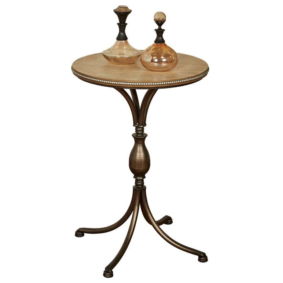 Mesa Pedestal Santo - Bronce - Redonda - Marco de Metal, Mesa de Madera Foto 1 de 4