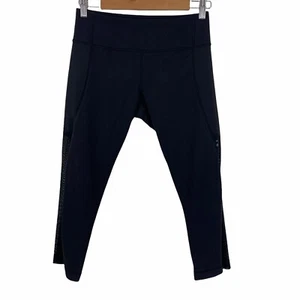 Lululemon Sz 6 Breathe Easy Crop Leggings Sheer Bottoms Pocket Black Activewear - Picture 1 of 6