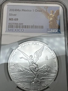 2024 1oz Silver Mexican Libertad Coin NGC MS69 0.999 Fine Silver - Picture 1 of 11
