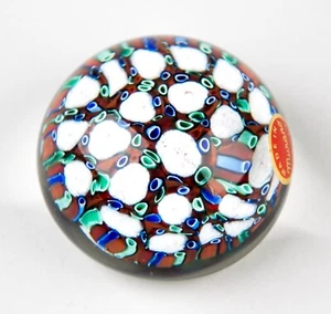 Murano Millefiori Small Paperweight 2.25" Vintage Art Glass Italy Original Label - Picture 1 of 4
