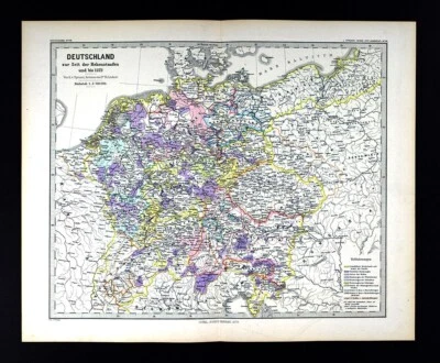 1879 Spruner Map Medieval Germany 1273 Hohenstaufen Era Swabia Dynasty Europe - Image 1 of 4