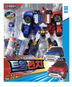 TOBOT TWIN PUNCH Blue & Red Car Combine Transformer Robot Action Figure 2024