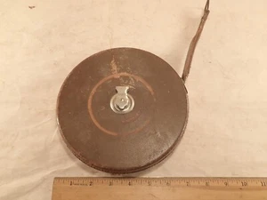 Vintage Leder bezogen THE LUFKIN RULE CO. 150 FUSS gewebtes nichtmetallisches Maßband - Bild 1 von 10