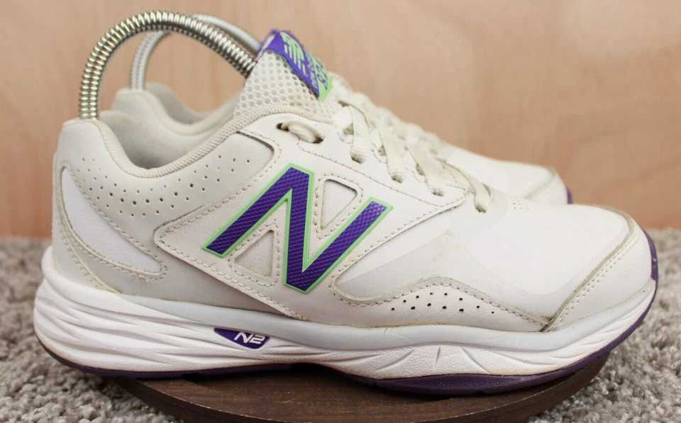 New Balance 624 Zapatos de Entrenamiento Cruzado para Mujer 6.5 Blanco Púrpura Cuero Tenis Foto 1 de 4