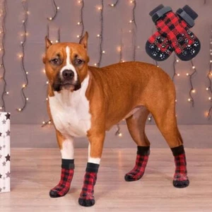 Juego de 4 calcetines antideslizantes ajustables impermeables para perros calcetines para mascotas cubierta para pies interior - Imagen 1 de 12