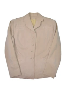 Vintage 50s Jacket Womens M Khaki Blazer Miron Worsted Wool Bespoke Tailored - Picture 1 of 12