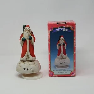 Porzellan Weihnachtsmann 1885 Spieluhr Silber Glocke Melodie drehbar Spieldeko Vintage - Bild 1 von 8