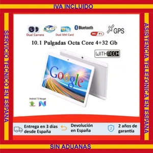 10,1 Tablet WITHTECH , 3G, OCTA CORE, 4 GB RAM DUAL SIM PLATA CON FUNDA - Imagen 1 de 6