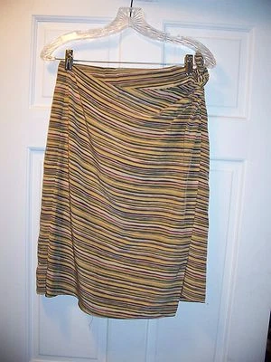 Chaus女式6码裹身100%真丝裙条纹彩色 — 第 1/3 张图片