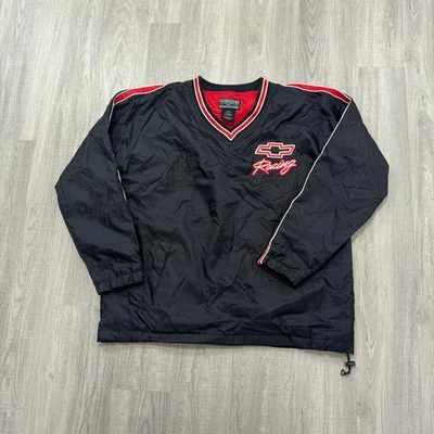 Винтажный Chevrolet гонки ветровка куртка мужская большой черный красный y2k Chevy  - Изображение 1 из 4