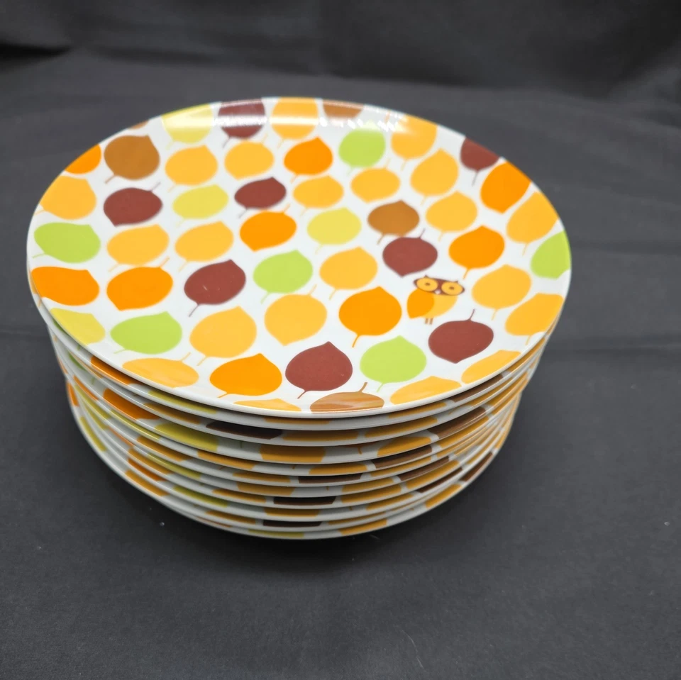 Juego de 11 ensaladas Rachael Ray Little Hoot Owl marrón verde amarillo naranja otoño Foto 1 de 3