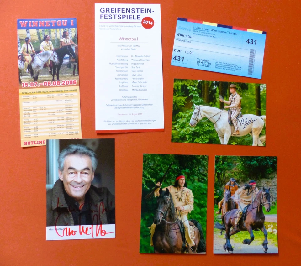 Greifenstein-Festspiele 2014 Karl May "WINNETOU I" ... 4 Autogramme, Flyer u.a. - Bild 1 von 1