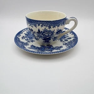 Vintage Enoch Wedgwood Tunstall LTD Asiatic Pheasant  Blue Tea Cup 5.5" Saucer - Foto 1 di 7