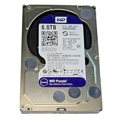 Genuine 6TB WD Purple WD60PURX-64T0ZY0 3.5" SATA HDD DCM: HARCKTJABB - Image 1 of 4