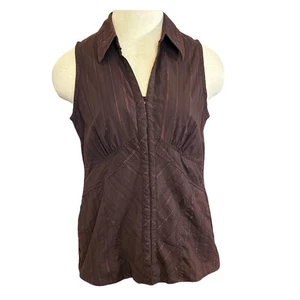 Vintage 90er Y2K Kragen Babydoll Bluse Shirt Top Gr. M braun kupfer metallic Retro - Bild 1 von 9