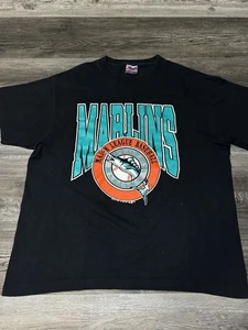 Camicia vintage 1991 trench MLB Florida Marlins grande logo punto singolo XL - Foto 1 di 7