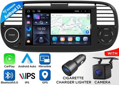 CAM+ 7" IPS Android 13 Auto Autoradio Navi Navigation CarPlay für Fiat 500 07-15 - Bild 1 von 4