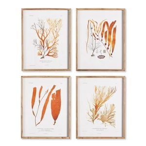 Juego de arte de pared de coral naranja quemado - estilo cabaña costera - Imagen 1 de 9