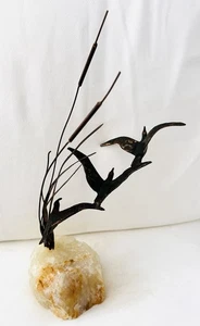 CURTIS JERE Vintage 1960s MID CENTURY SCULPTURE THREE BIRDS IN FLIGHT SCULPTURE - Picture 1 of 10