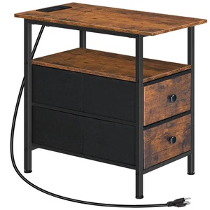 HOOBRO End Table with Charging Station Narrow Side Table Nightstand with 2 No... - Picture 1 of 9