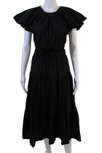 Ulla Johnson Women A-Line Maxi Dress Black Cotton Boho Round Neck Size 8 - Picture 1 of 7