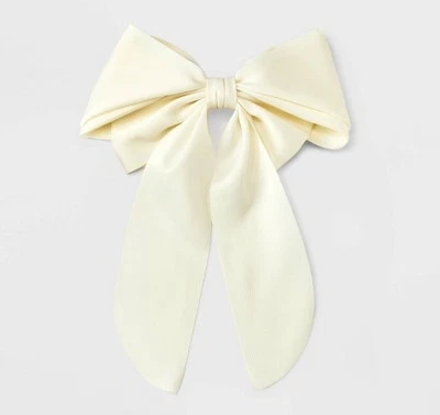 A New Day Women's Satin Bow Hair Barrette Cream - Image 1 of 4