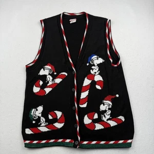 VINTAGE Snoopy & Friends Pullover Weste Damen groß Weihnachten Zuckerstange Strick 90er - Bild 1 von 7