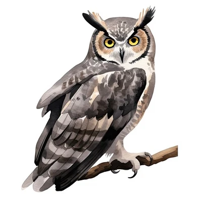 Aquarell Eule Bügelbild DTF Druck mystisches Tiermotiv für T Shirt Hoodie Tasche - Bild 1 von 4