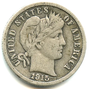 USA One Dime Silber Barber 1915 Nr. 5697 - Bild 1 von 2