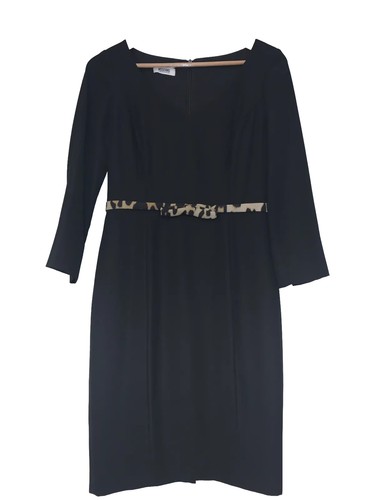 MOSCHINO Abito nero aderente cintura animalier IT42 UK10 Designer